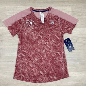 New Balance Running Short Sleeve Top Womens XS Pink New York City Marathon
